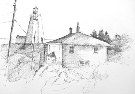 Light keepers House Swallowtail Light, Grand Manan 8.5" x 11" Pen and Ink